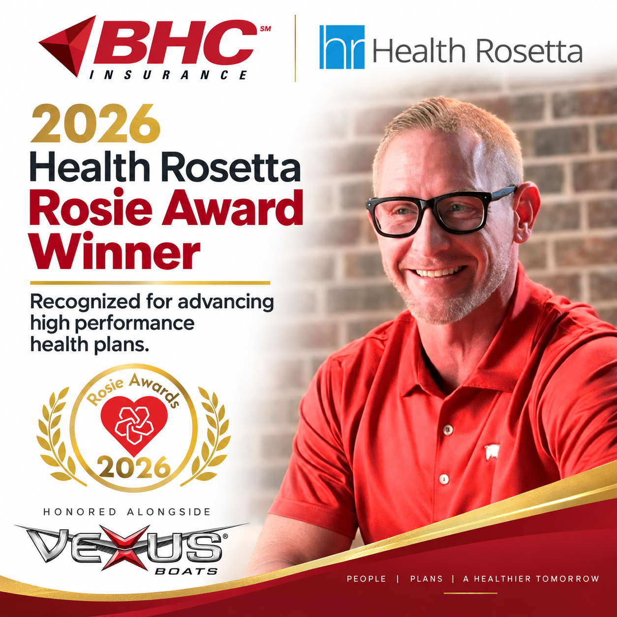Corry Hull — 2026 Health Rosetta Rosie Award Winner, recognized for advancing high performance health plans alongside Vexus Boats